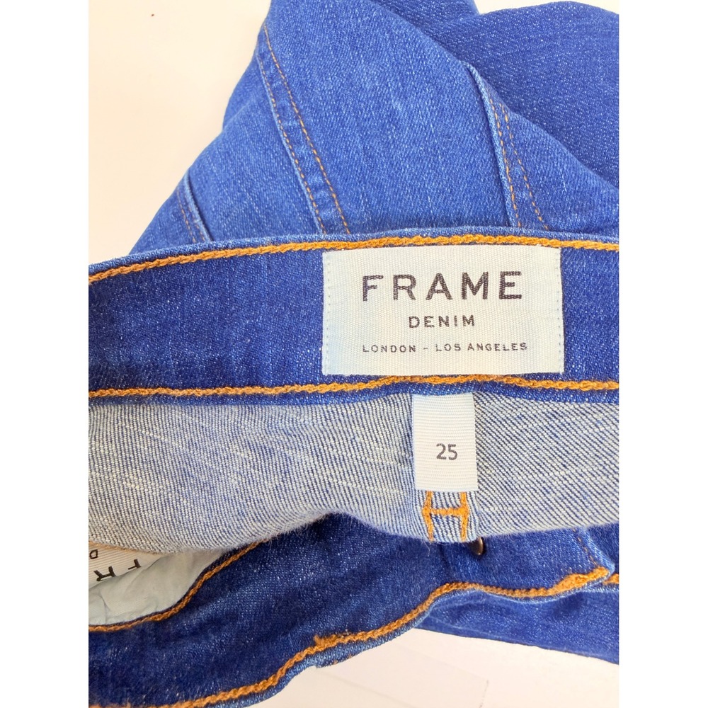 Frame Le High Straight Jeans Women 25 Blue Excellent Split Hem Helms LHSTTS394 - Picture 10 of 14
